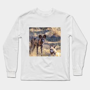 Two African wild dogs in Moremi Game Reserve, Botswana Long Sleeve T-Shirt